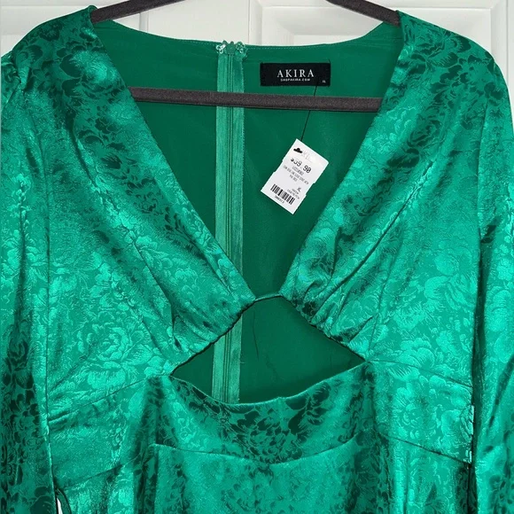 Akira Green Satin Dress - Picture 3 of 5